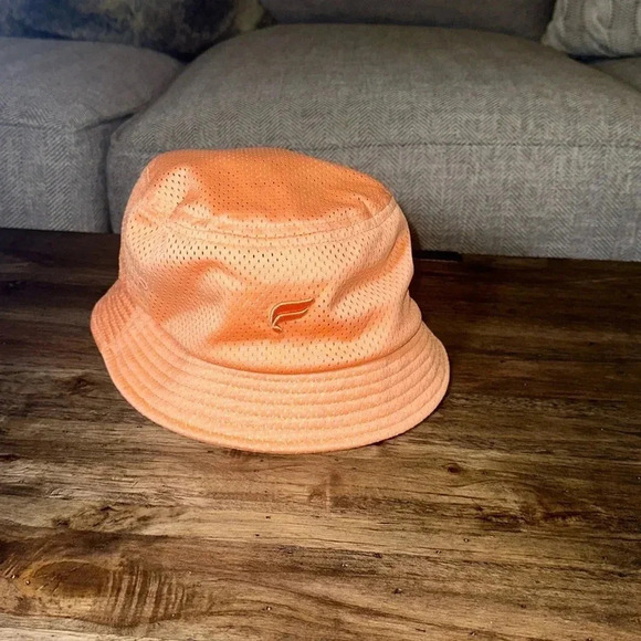 Fabletics Mesh Bucket Hat Cap OS Orange Breathable Lightweight Packable - Picture 1 of 2